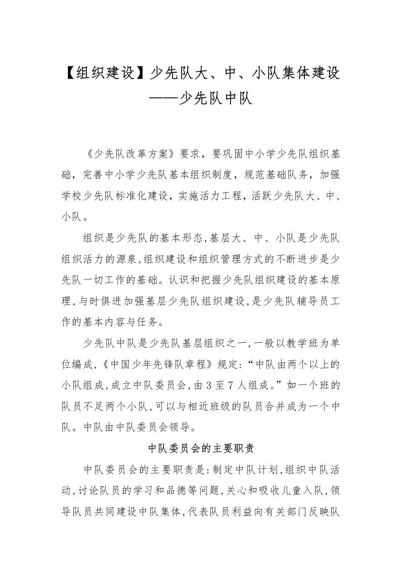 【组织建设】少先队大、中、小队集体建设——少先队中队-资源基地