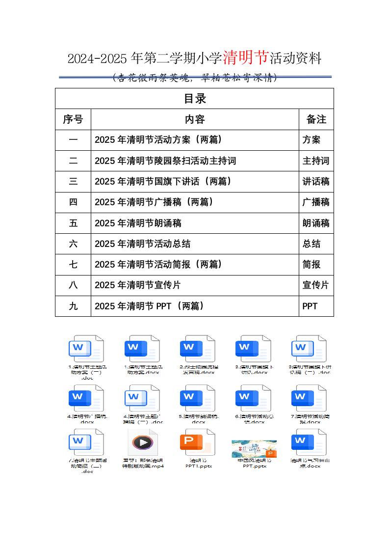 0.清明节主题目录-资源基地