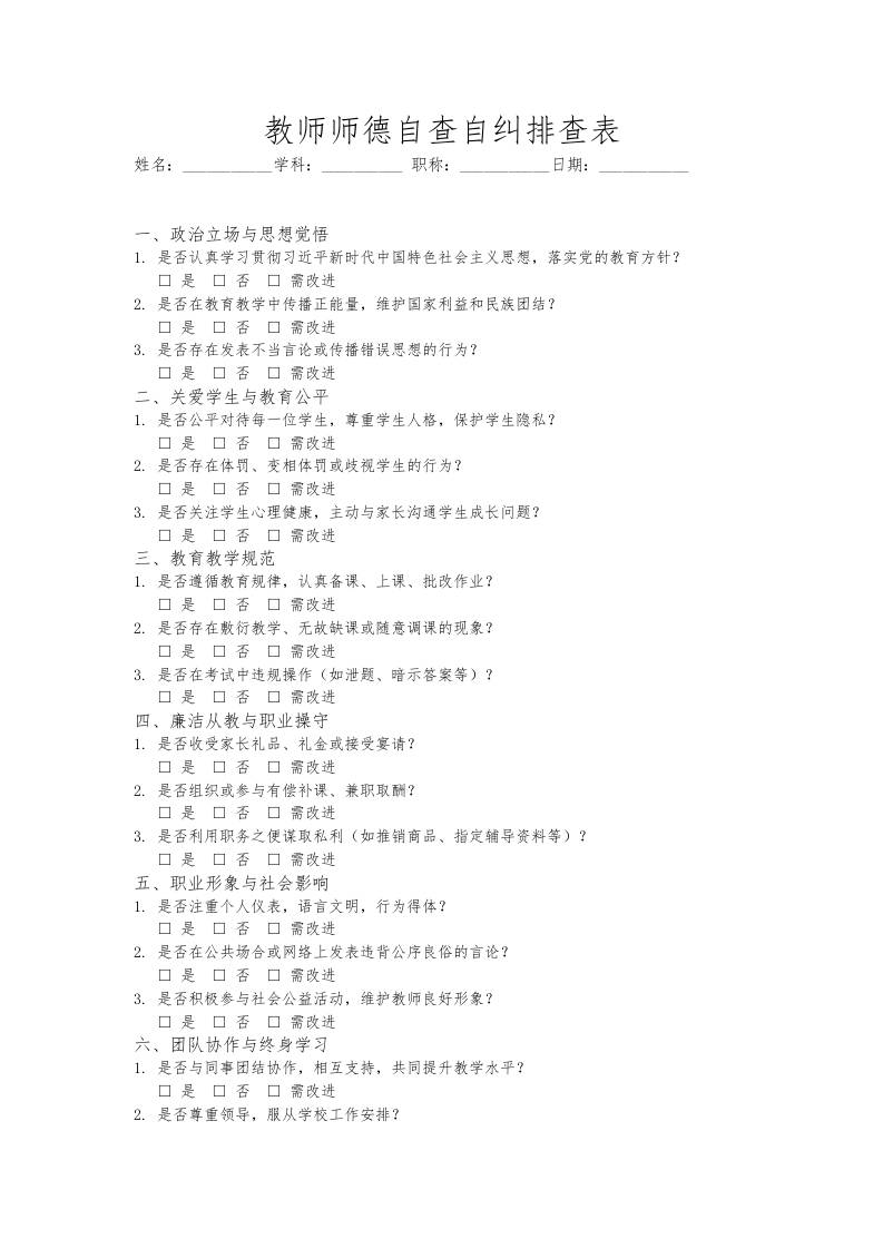 6.自查自纠排查表-资源基地