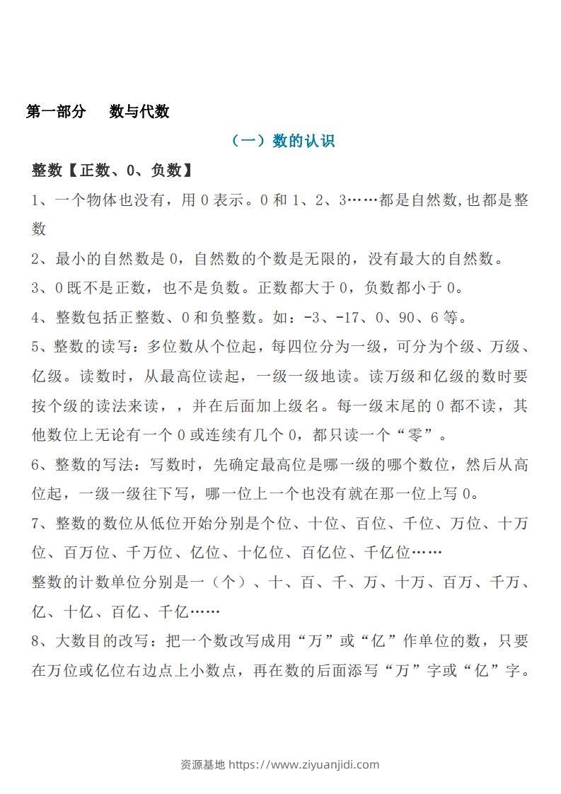 六下苏教版数学知识点汇总-资源基地